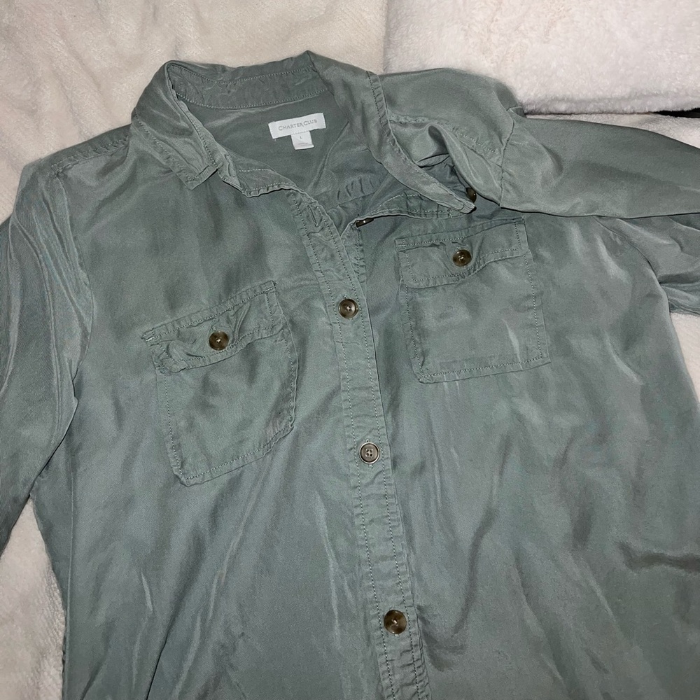 Charter Club Green Button Down Shirt